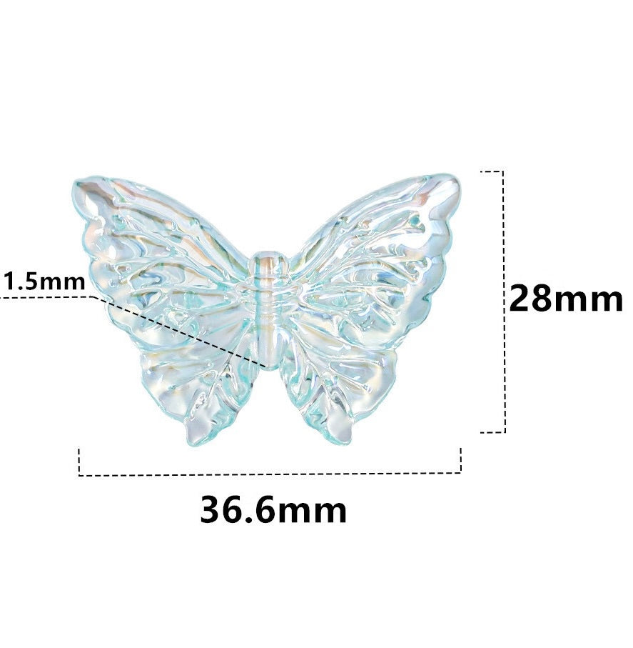 Mermaid Color Acrylic Butterfly Phone Charm & Keychain with center hole DIY accessories