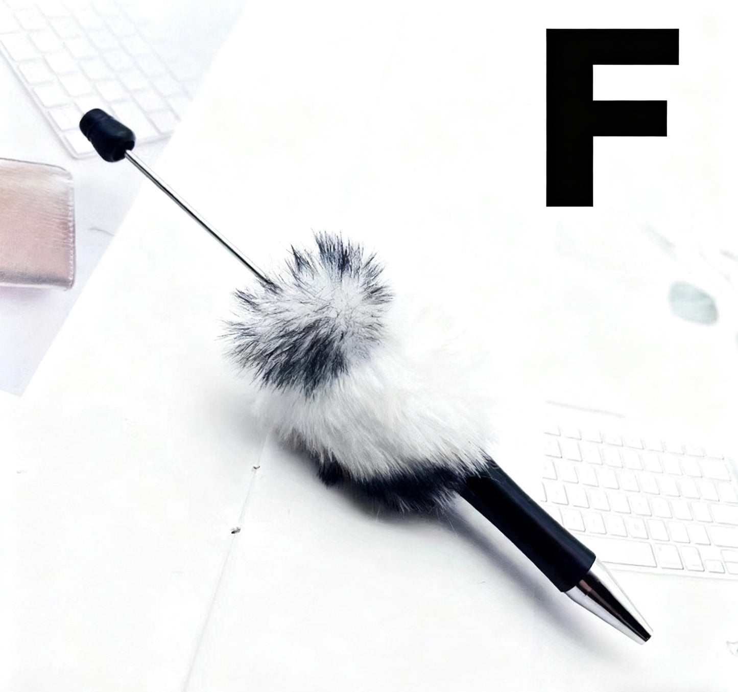 DIY Leopard Print Faux Fur Bead Pen - Twist-Action Ballpoint Gift Pen