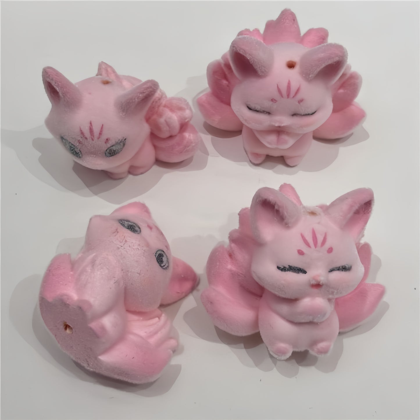 3D Straight-Hole Animal Resin Beads -Pink Nine-Tailed Fox & Scooter Riding Animals & turtles