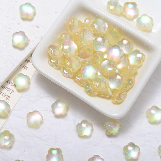 Flower Shaped Electroplated Acrylic Cat's Eye Beads