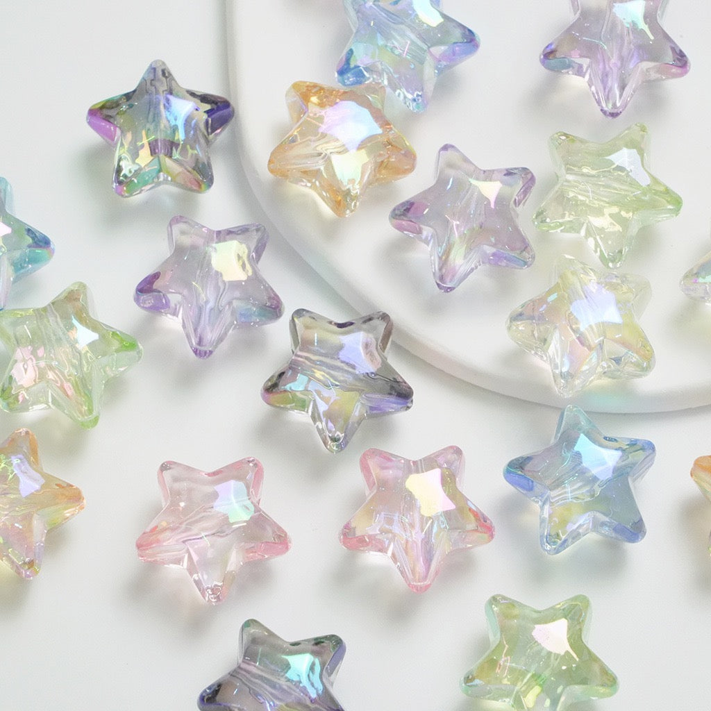 heart & star shape shiny glass beads for diy accessories mixed&pure color