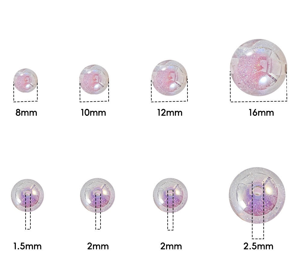 16mm Glow in The Dark Resin Beads with Sparkling Core - Straight Hole