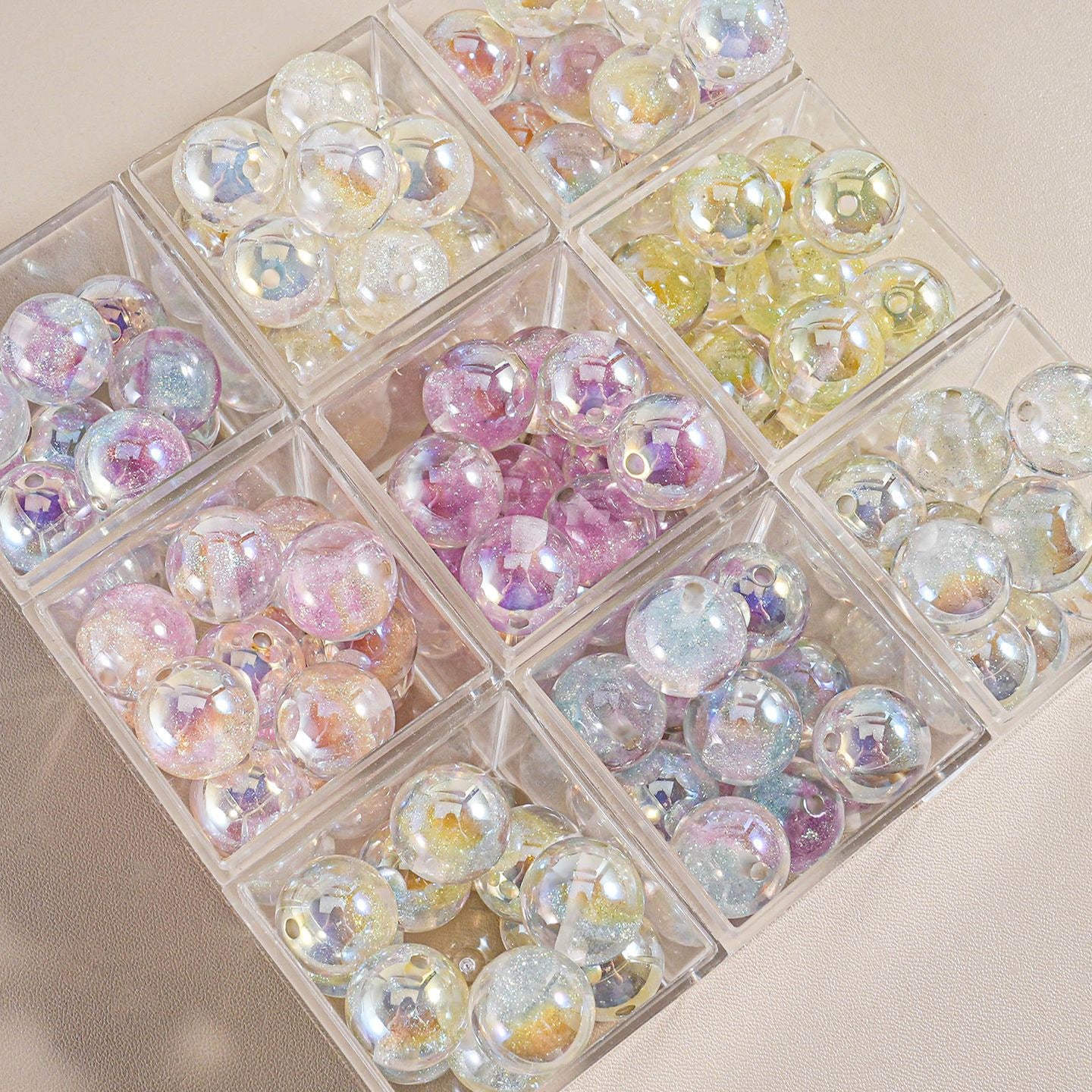 16mm Glow in The Dark Resin Beads with Sparkling Core - Straight Hole