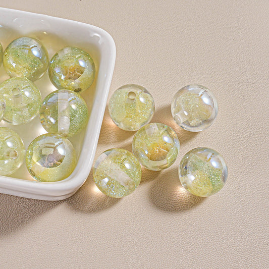 16mm Glow in The Dark Resin Beads with Sparkling Core - Straight Hole