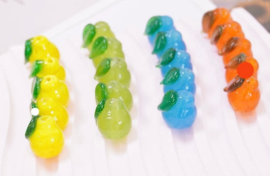 Sweet Fruit Pear Beads, Assorted Color Handmade Glass Beads for DIY Making