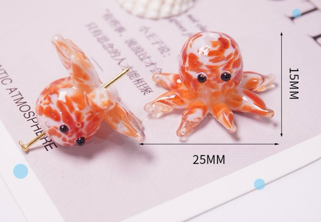 Enchanting Sea Creature Beads - Detailed Octopus & Crayfish & Whale Handmade Glass Charms