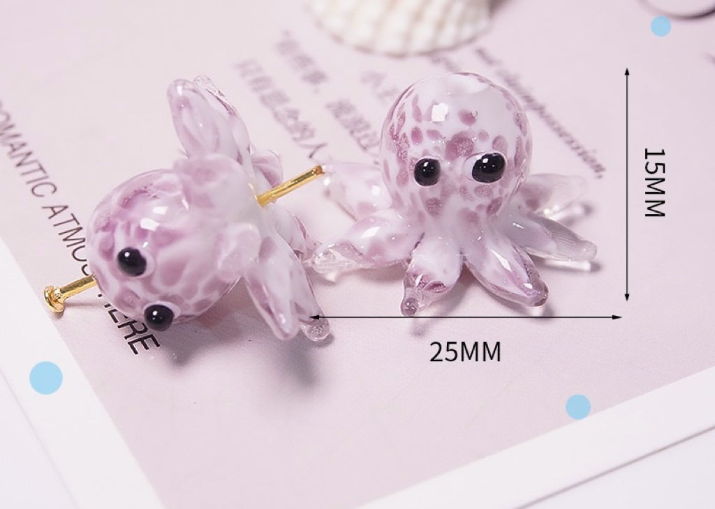 Enchanting Sea Creature Beads - Detailed Octopus & Crayfish & Whale Handmade Glass Charms