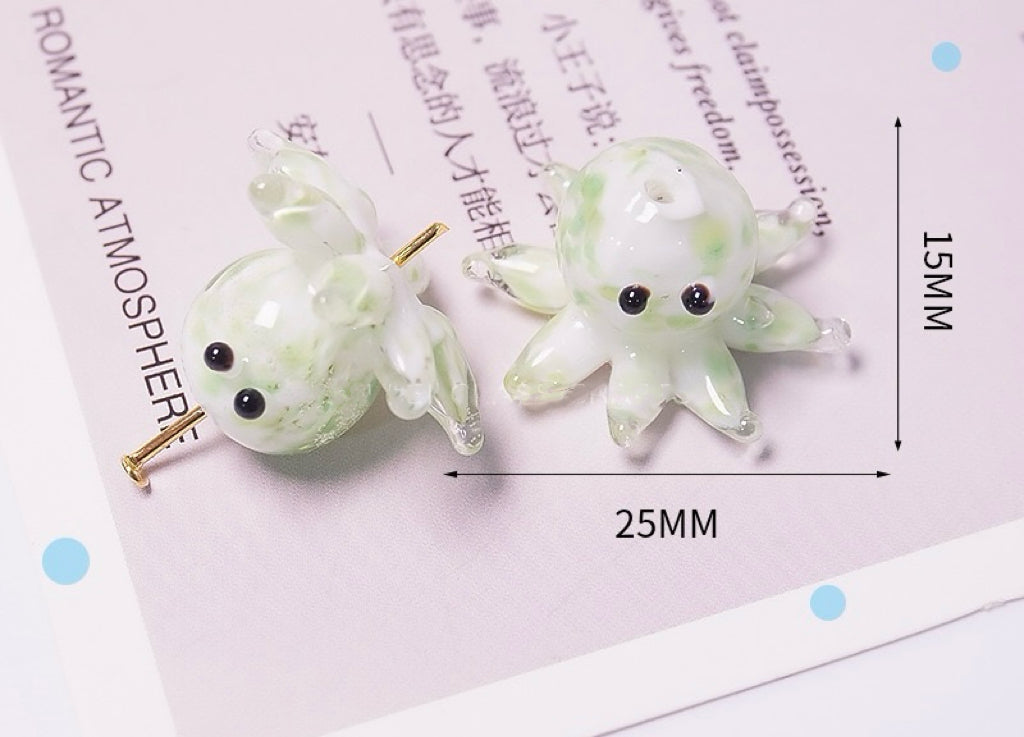 Enchanting Sea Creature Beads - Detailed Octopus & Crayfish & Whale Handmade Glass Charms
