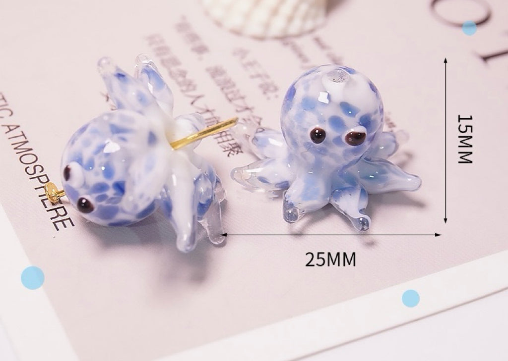 Enchanting Sea Creature Beads - Detailed Octopus & Crayfish & Whale Handmade Glass Charms