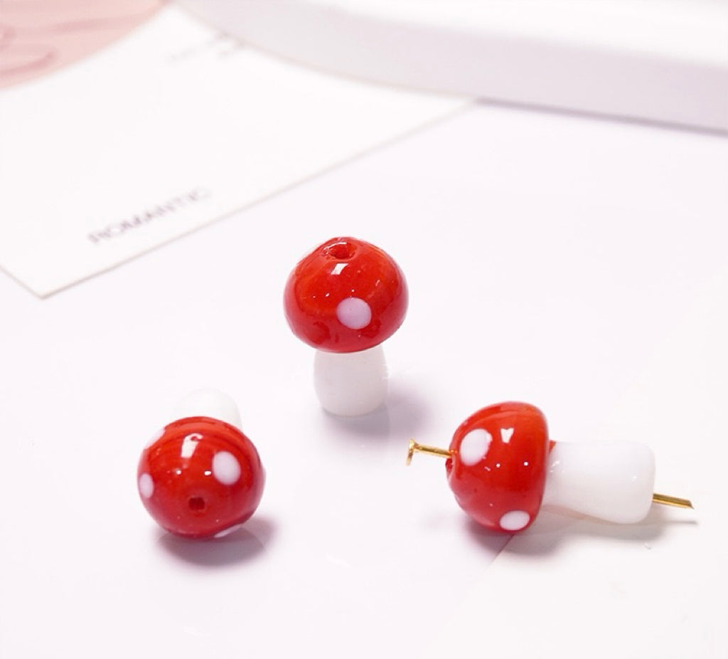 Multi-Color Mushroom Handmade Glass Beads