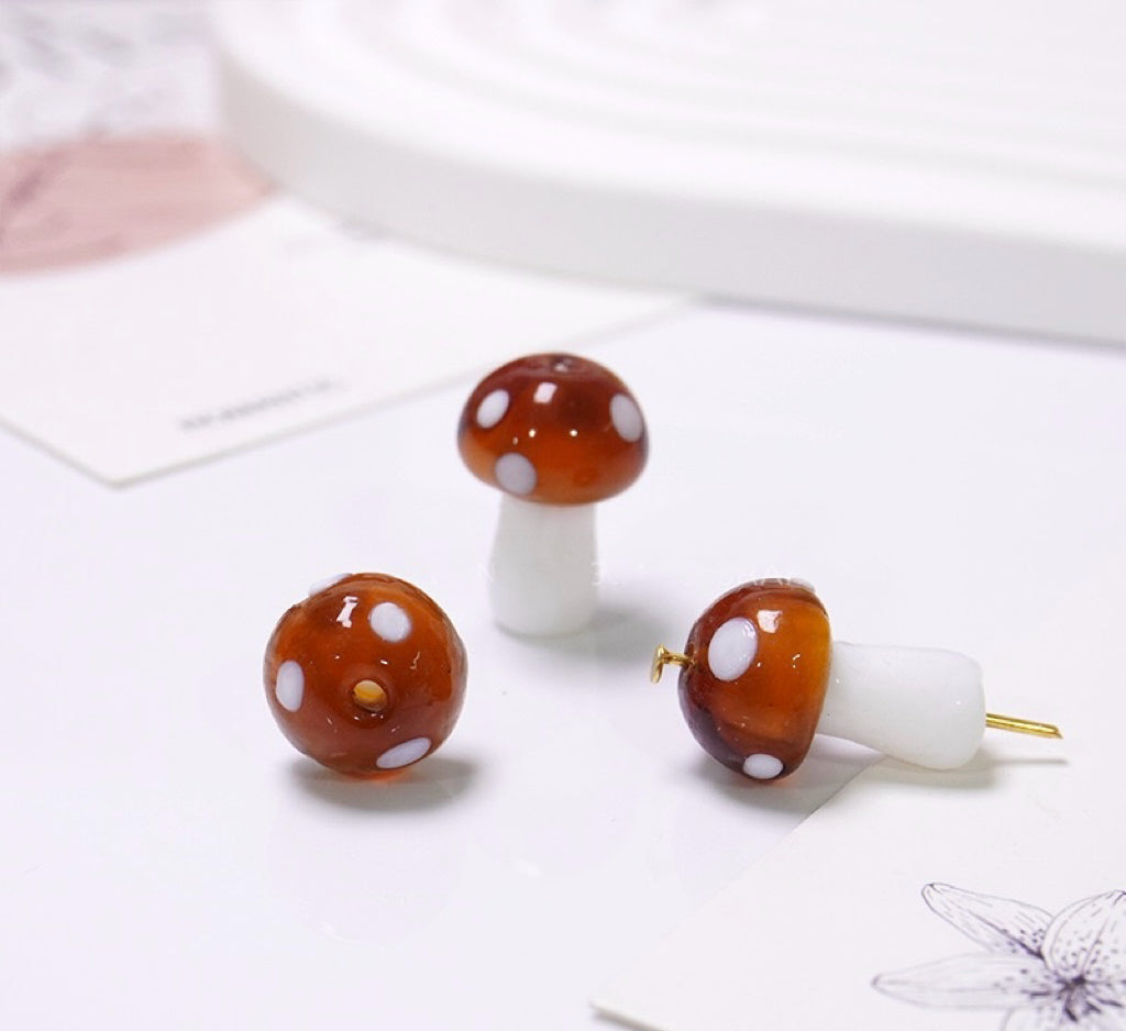 Multi-Color Mushroom Handmade Glass Beads