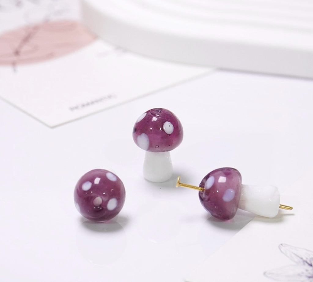 Multi-Color Mushroom Handmade Glass Beads