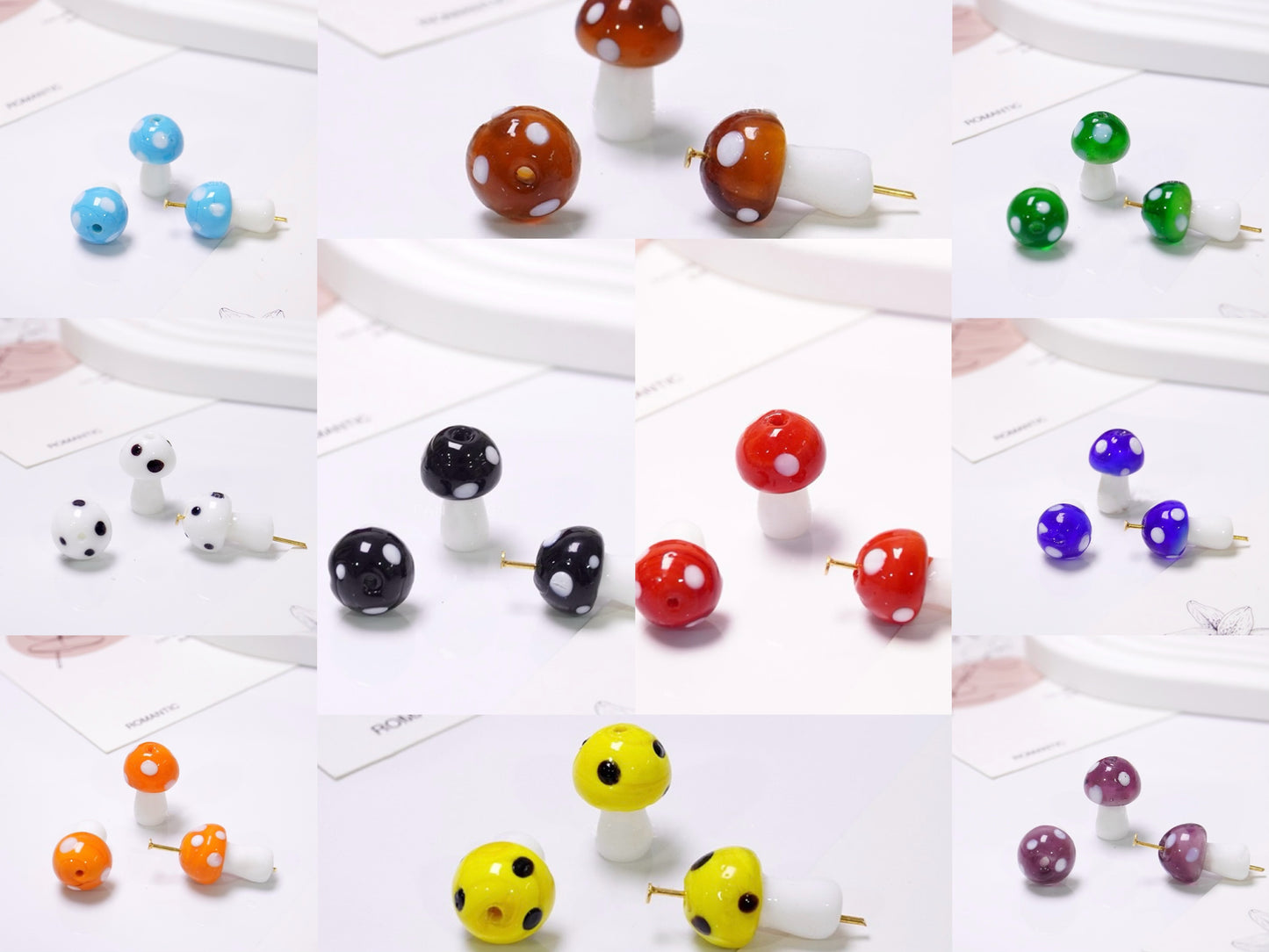 Multi-Color Mushroom Handmade Glass Beads