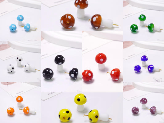 Multi-Color Mushroom Handmade Glass Beads