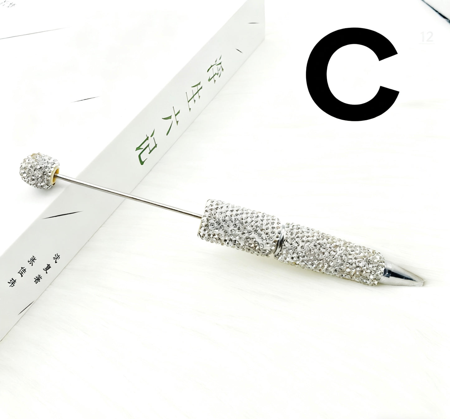 DIY Rhinestone Sparkle Pen with Charms - Twist-Action 1.0mm Ballpoint Pen