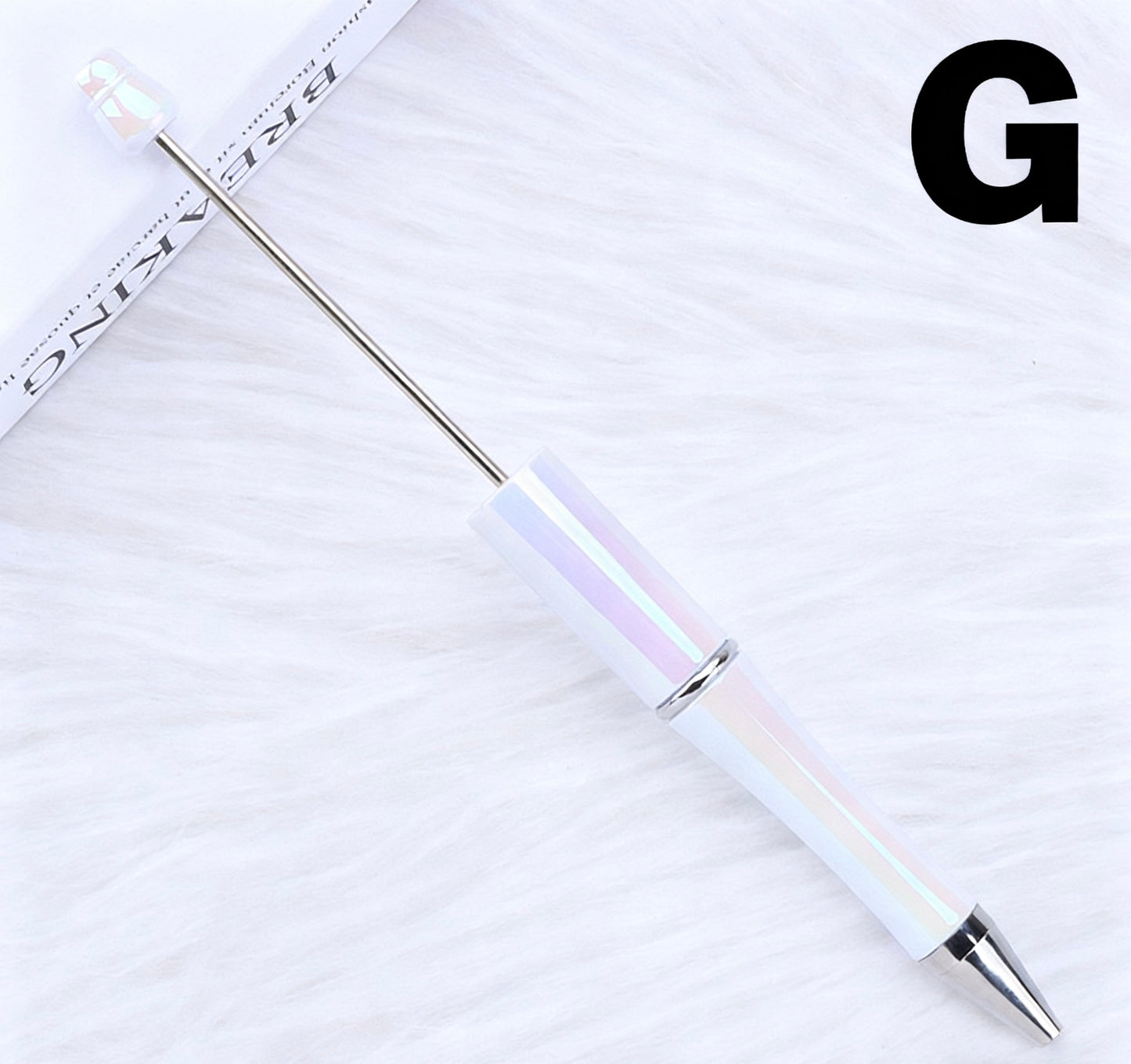 Iridescent Bead Ballpoint Pen - New Handmade DIY Twist-Action Gift Pen