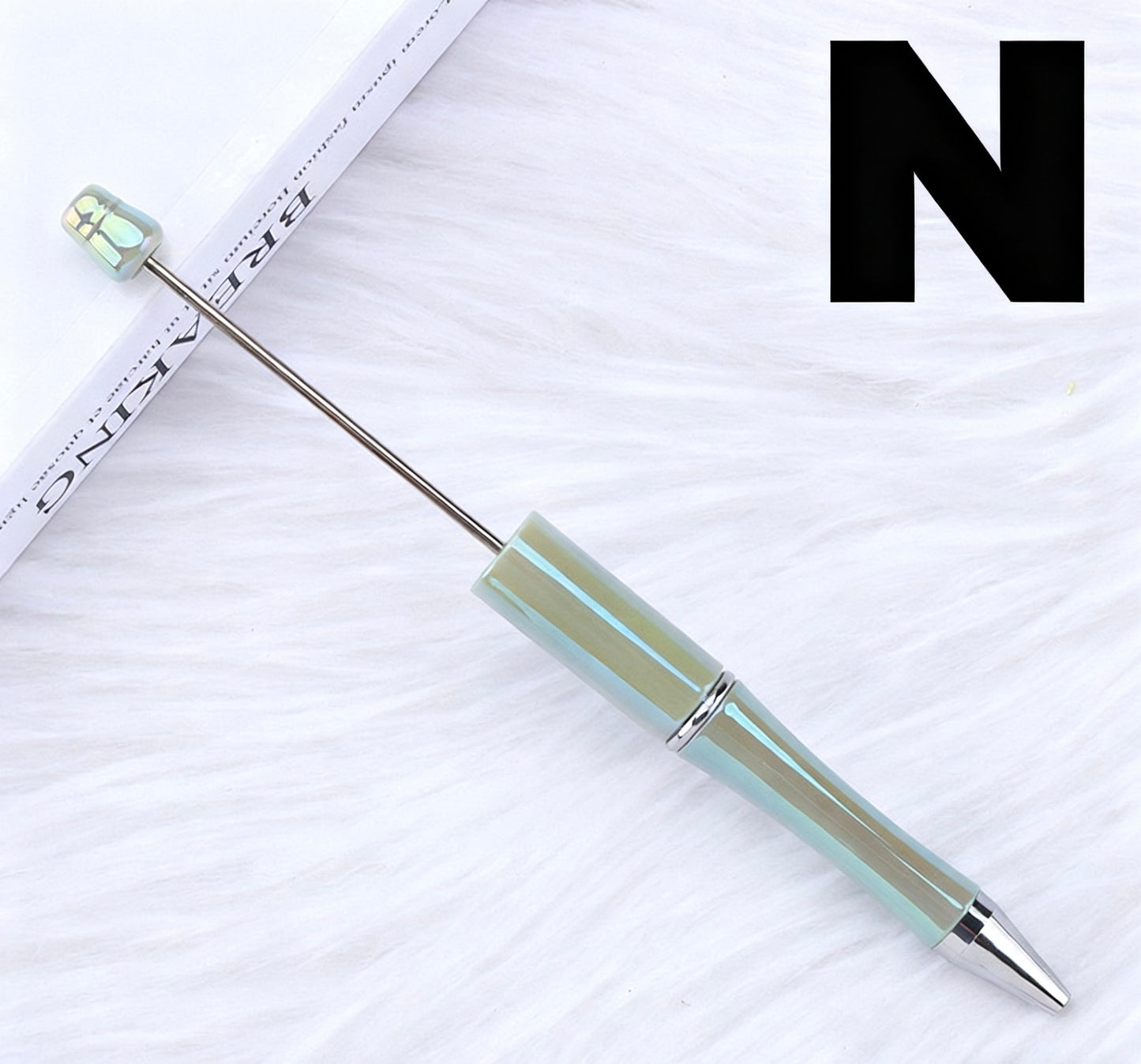 Iridescent Bead Ballpoint Pen - New Handmade DIY Twist-Action Gift Pen