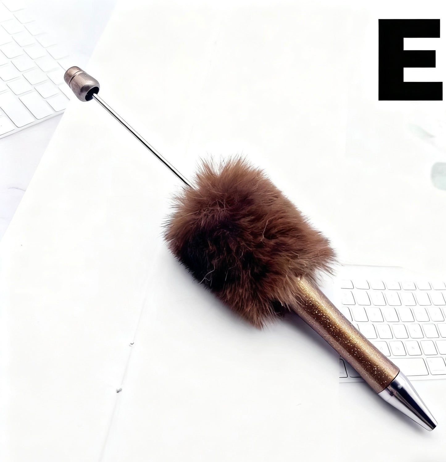 DIY Leopard Print Faux Fur Bead Pen - Twist-Action Ballpoint Gift Pen