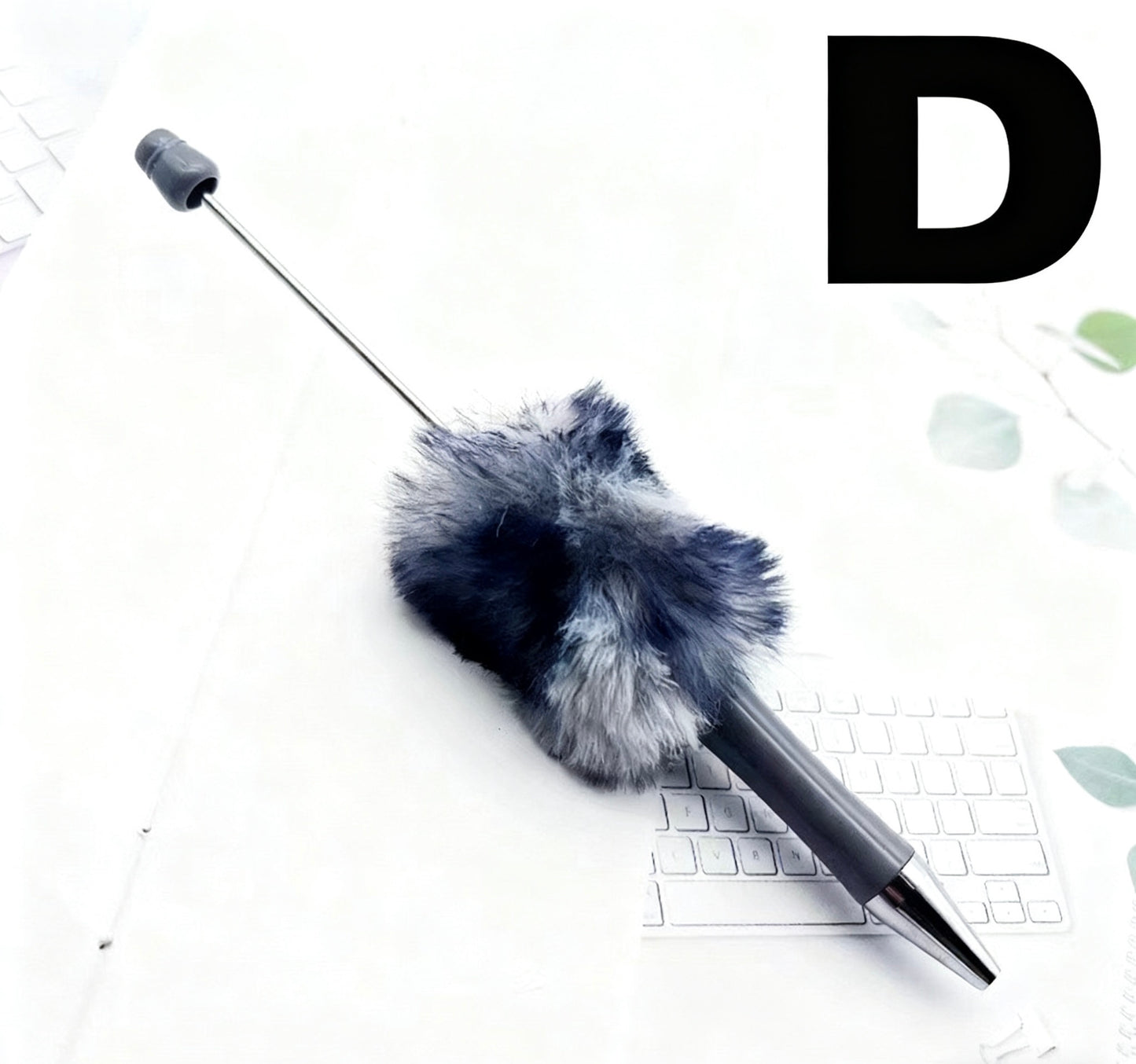 DIY Leopard Print Faux Fur Bead Pen - Twist-Action Ballpoint Gift Pen