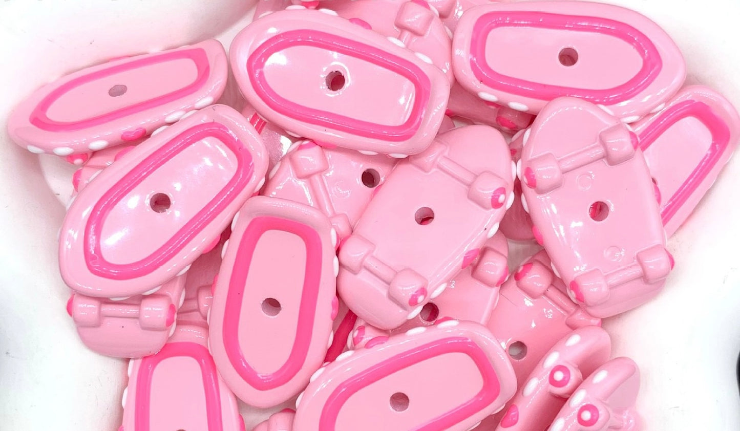 Skateboard Themed Spacer Beads - Rich Color Hand-Painted Mix for DIY