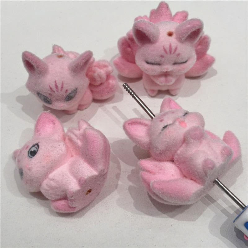 3D Straight-Hole Animal Resin Beads -Pink Nine-Tailed Fox & Scooter Riding Animals & turtles